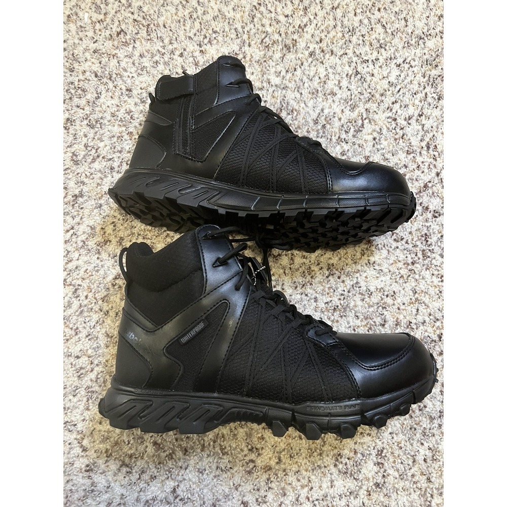 New Reebok Memory Tech Black High Top Waterproof Sneakers Size 12 Mens Zip, Lace
